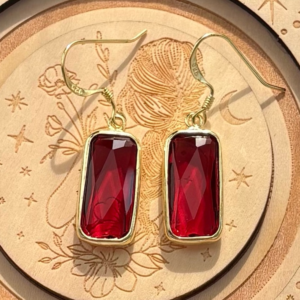 Red Austrian Crystal 14k gold filled earrings